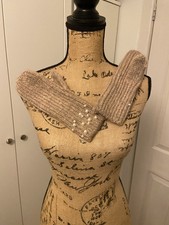 Pink Grey Knitted Mittens Embellished With Pearls Gloves Winter Warmers Primark