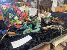 28 VINTAGE BIRD ORNAMENTS ALL