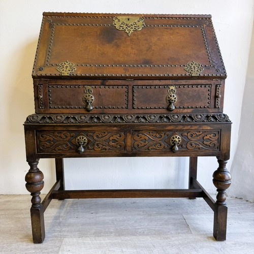 Large antique oak bureau - large,