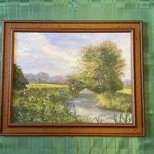Vintage Oil On Board ‘ Spring River By E Adair Signed. 47cm X 55cm