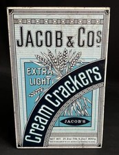 JACOB & CO CREAM CRACKERS VINTAGE KITCHEN SHOP ADVERTISING BISCUIT TIN CAN 1970s