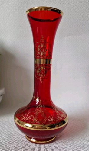 Vase bohemian crystal red - red, &