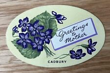 Vintage CADBURY GREETINGS TO MOTHER Day SHOP DISPLAY CARD Violets