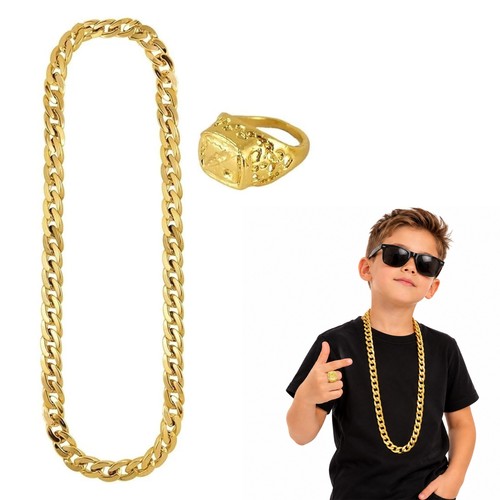 Kids gold gangster chain - kids,