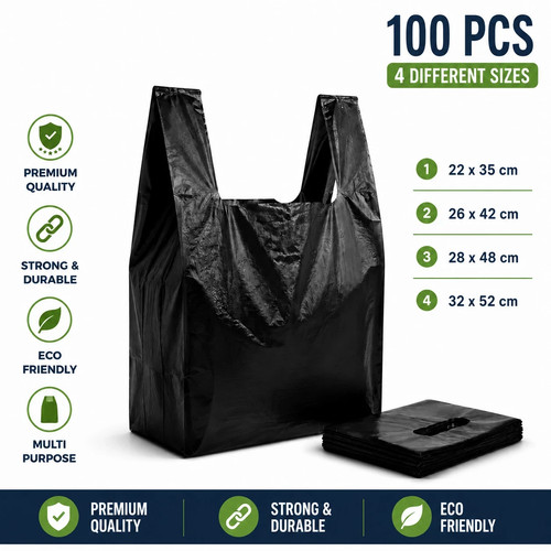 100 black plastic carrier - carrier, bags