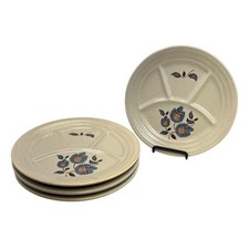 Set of 4 Vintage French St Amand Fondue Plates | Sectioned Buffet Plates 25cm