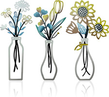 Metal Flowers Wall Art Set of