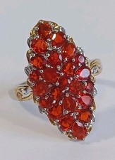 Women's Ring (9) Mexican Cherry Fire Opal Vermell YG & Platinum Over SS 4.10 Ctw