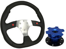 F1 CHROME Steering Wheel + Blue Quick Release boss TBL for TOYOTA