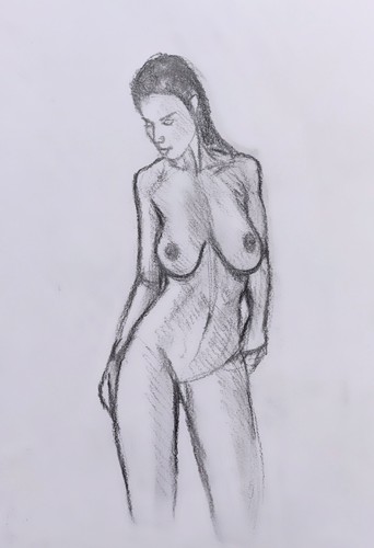 Nude female life drawing - female,