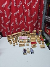 Wooden Dolls House Furniture And Figures Bundle