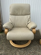 HIMOLLA GERMANY LEATHER RECLINING CHAIR + STOOL EKORNES STRESSLESS STYLE (M)