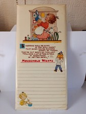 Mabel Lucie Attwell Vintage Household Wants and Shopping List Board. Vintage