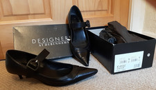 Debenhams Designers Black Shoes 5 38 Kitten Heel Bar Leather Original Box 00s