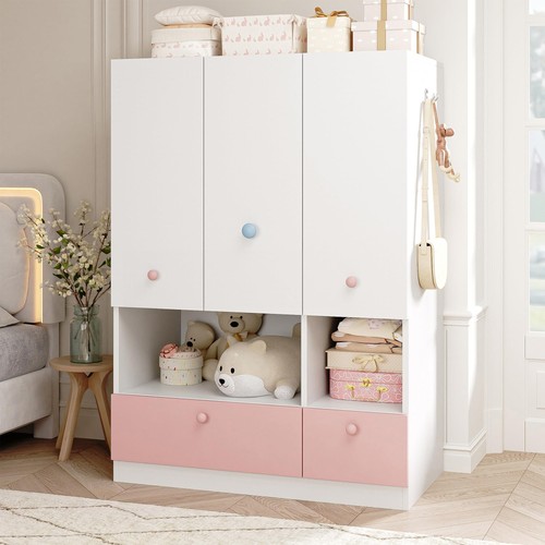 White door wooden wardrobe - 3-door,