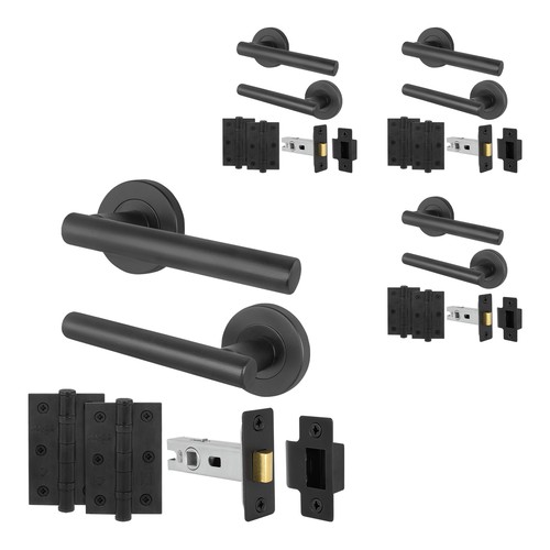 Matt black door handle latch - door,