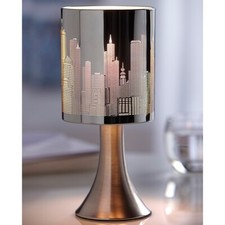 New York Skyline Design Touch Operated Lamp Mains Powered Dimmable Home Light