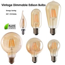 Vintage Amber Antique Retro Style Filament Light Bulbs Edison Lamp E14 B22 E27