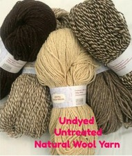 NATURAL 100% SHEEP WOOL YARN UNTREATED UNDYED CREAM,LIGHT/DARK BROWN,MIX - 200 G