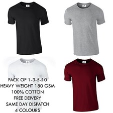 Mens Premium Heavy Weight Plain 100% Cotton Crew Neck Casual  lot T Shirt XS-3XL