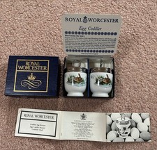 Set of 2 Royal Worcester Egg Coddlers Birds - Wrens - in original Box