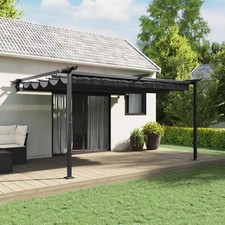 Wall Mounted Gazebo Anthracite 3x4m Polyester Steel Retractable with Canopy