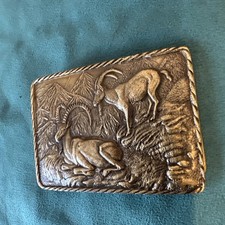 vintage GOAT belt buckle mountain goat BRASS handcrafted WESTERN