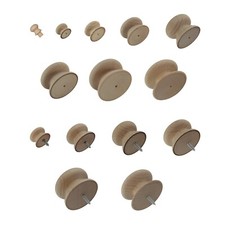 BEECH DRAWER KNOB, KNOBS DRILLED, SCREW, OR SPIGOT, CHOOSE SIZE QUANTITY TYPE 