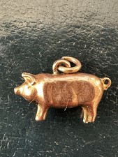 Edwardian Antique 9ct Rose Gold Pig Charm Pendant – c.1900s, Unisex Lucky Amulet