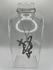 Vivienne Westwood Large Flat Orb Diamanté Orb Pendant Chain With Gift Packaging 