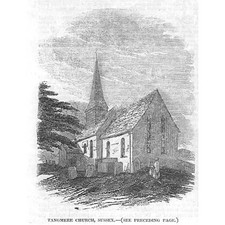 SUSSEX Tangmere Church - Antique Print 1846