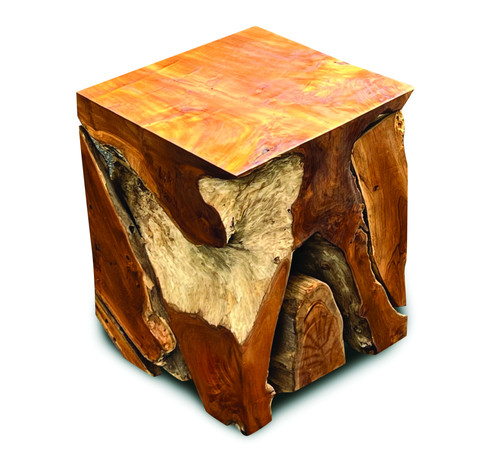 Tall block teak root - block, lamp