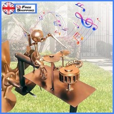 Drummer Windmill Garden Decoration,Handmade Metal Percussionist Music Windmill