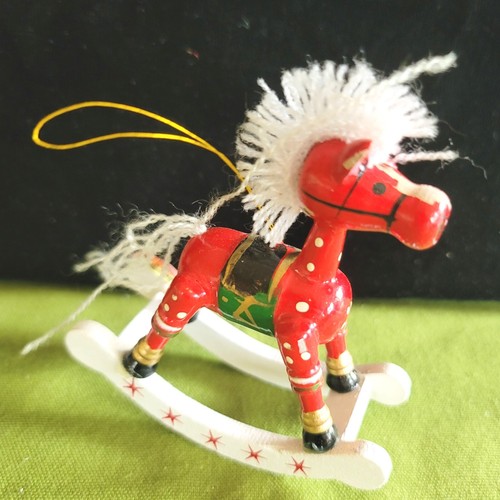 Red wooden rocking horse - red,