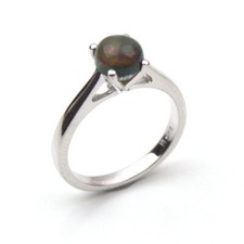 Silver Ring Natural Black Opal