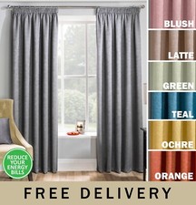 Matrix Thermal Textured Pencil Pleat Pair of Curtains - Room Darkening & Thermal