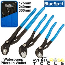 BlueSpot Waterpump Pliers in Wallet 175mm-300mm 3pc Grips Pipe Wrench Water Pump