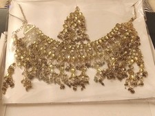 Green Crystal Indian Necklace Earrings Tikka Set Bollywood Wedding NEW