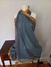 Hand Block Print Indian Boho Golden Stripe  Cotton Oversize Scarf, Beach ,sarong