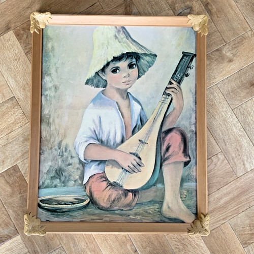 Vintage framed print big - vintage, eye