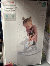 Little Town Timeless Toys Wooden Rocking Horse for Dolls