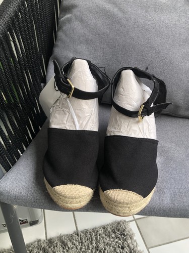 Black beige espadrille - espadrille, wedge