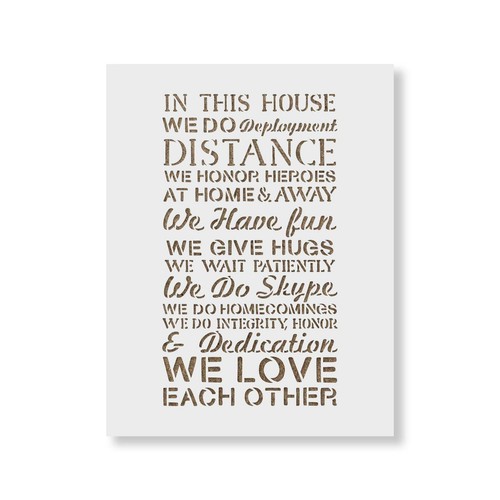 Military house rules stencil - house,