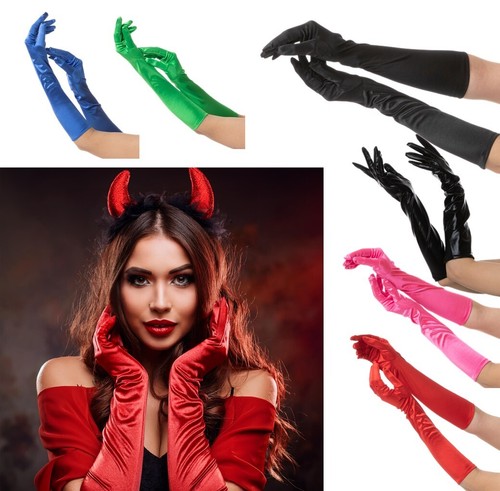 Long satin gloves halloween - long,