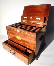 Antique Sheraton Style Inlaid Portable Desk Top Cabinet. Calendar. Unique.