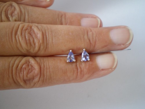 Tanzanite pear stud earrings - tanzanite,
