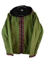 SHIVA Green Cotton Jacket size S Mens Baja Boho Hippe Fleece Lined Casual Nepal