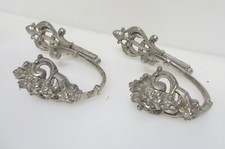 Large Antique Nickel Curtain Tie Backs Hooks French Old Victorian Lion Head