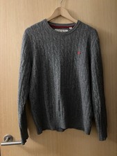 Jack Wills 100% Merino Wool Cable Knit Jumper Sweater Grey