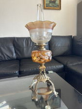 Original Antique Oil Lamp Amber Colour 